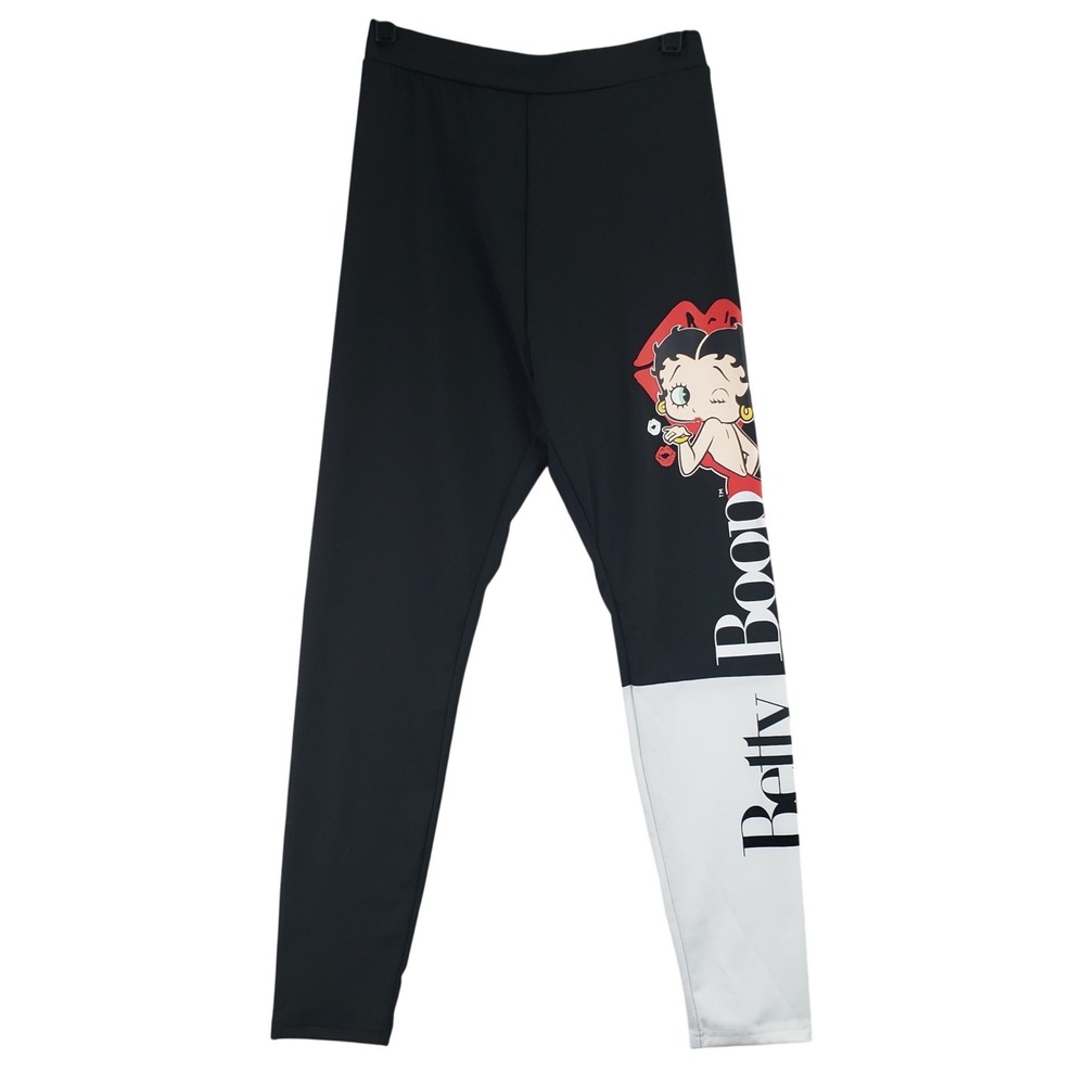 Betty Boop Leggings Womens S Black White Graphic Retro Streetwear Pop Culture